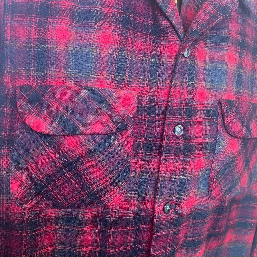 Vintage Pendleton Wool Red Plaid Button-Up Shirt … - image 5